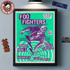 Foo Fighters Bakersfield California 2025 Event Poster At The Nile Theater On November 3 2025 Home Decor Poster Canvas