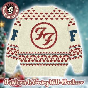 Foo Fighters Big Logo Holiday Knitted Cream Ugly Christmas Sweater