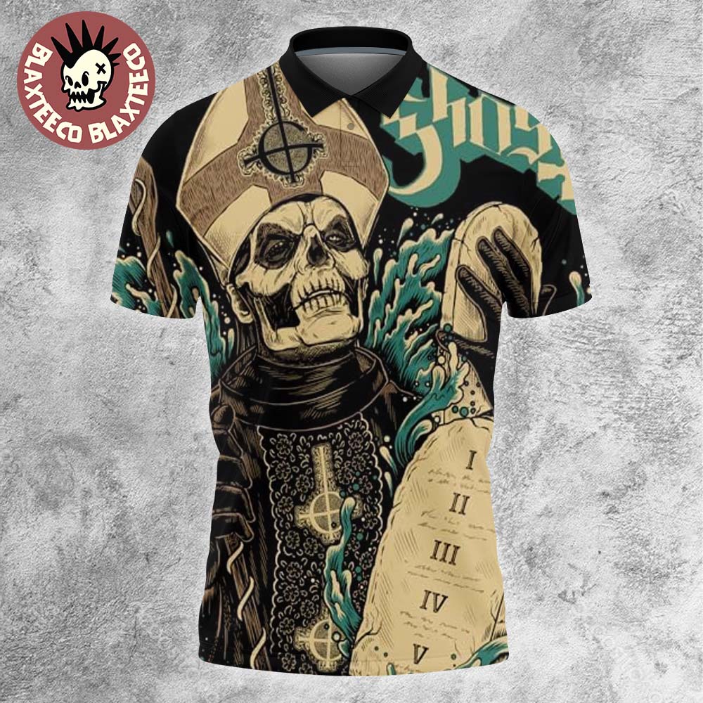 Ghost Band 13 Commandments Album Cover Ghost Papa Polo Shirt Ghost Band 13 Commandments Album Cover Ghost Papa Polo Shirt