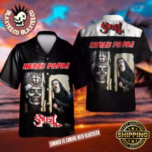 Ghost Band Here Is Papa Black And White 2025 Hawaiian Shirt