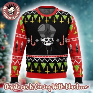 Ghost Band Papa Emeritus Funny Holiday Pixel Ciby Ugly Christmas Sweater Gift For Fans