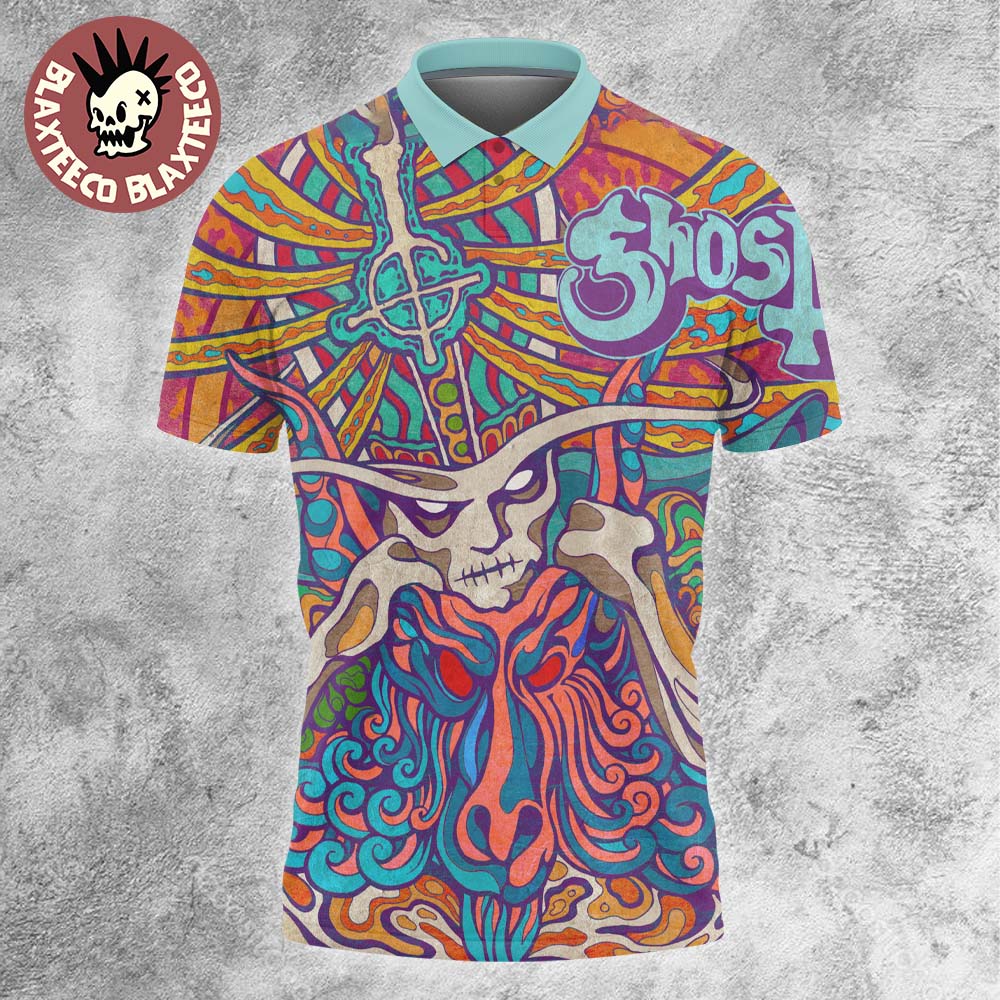 Ghost Band Seven Inches of Satanic Panic Album Cover Colorful Polo Shirt