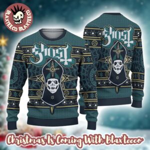 Ghost Band Sweater Papa Emeritus Gothic Spider Web Pattern Emeral Ugly Christmas Sweater