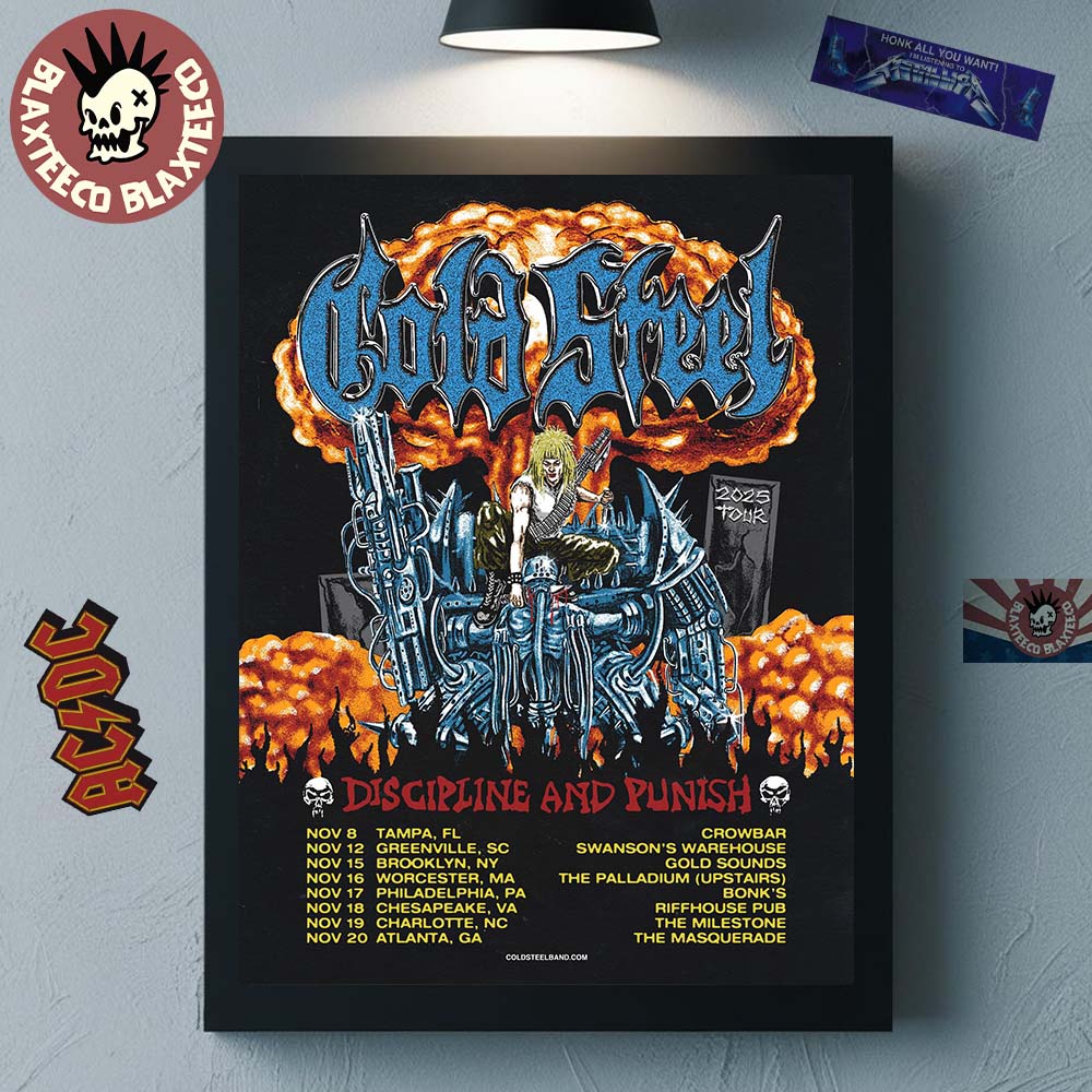 Gold Steel Discipline And Punish Tour 2025 North America November City Dates Poster Canvas Gold Steel Discipline And Punish Tour 2025 North America November City Dates Poster Canvas