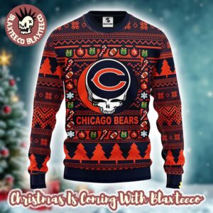 Grateful Dead X NFL Chicago Bears Stealie Logo Ugly Christmas Sweater
