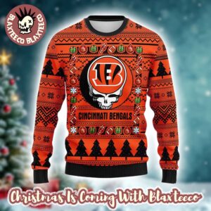Grateful Dead X NFL Cincinnati Bengals Stealie Logo Ugly Christmas Sweater
