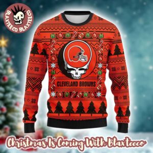 Grateful Dead X NFL Cleveland Browns Stealie Logo Ugly Christmas Sweater