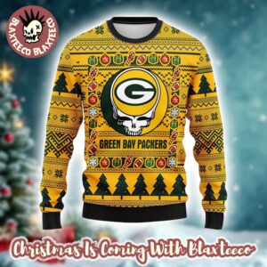 Grateful Dead X NFL Green Bay Packers Stealie Logo Ugly Christmas Sweater