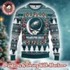Grateful Dead X NFL New York Jets Stealie Logo Ugly Christmas Sweater Grateful Dead X NFL New York Jets Stealie Logo Ugly Christmas Sweater