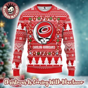 Grateful Dead X NHL Carolina Hurricanes Stealie Logo Ugly Christmas Sweater