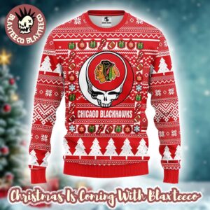 Grateful Dead X NHL Chicago Blackhawks Stealie Logo Ugly Christmas Sweater