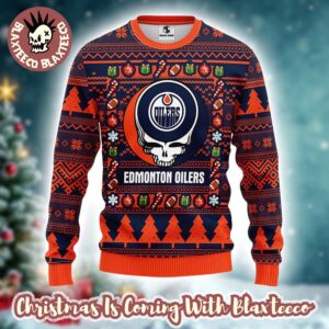 Grateful Dead X NHL Edmonton Oilers Stealie Logo Ugly Christmas Sweater