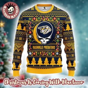 Grateful Dead X NHL Nashville Predators Stealie Logo Ugly Christmas Sweater