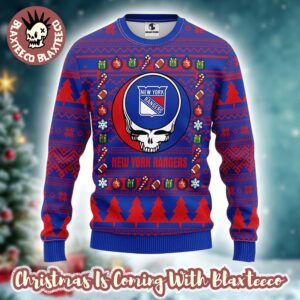 Grateful Dead X NHL New York Rangers Stealie Logo Ugly Christmas Sweater