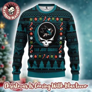 Grateful Dead X NHL San Jose Sharks Stealie Logo Ugly Christmas Sweater