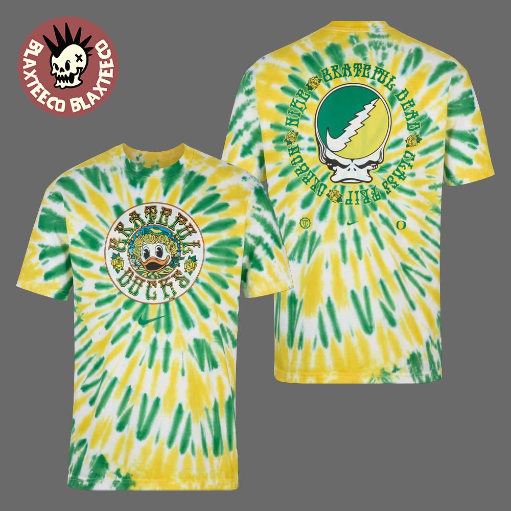 Grateful Dead X Oregon Ducks X Nike Ducks Roses Tie Dye T-Shirt Grateful Dead X Oregon Ducks X Nike Ducks Roses Tie Dye T-Shirt