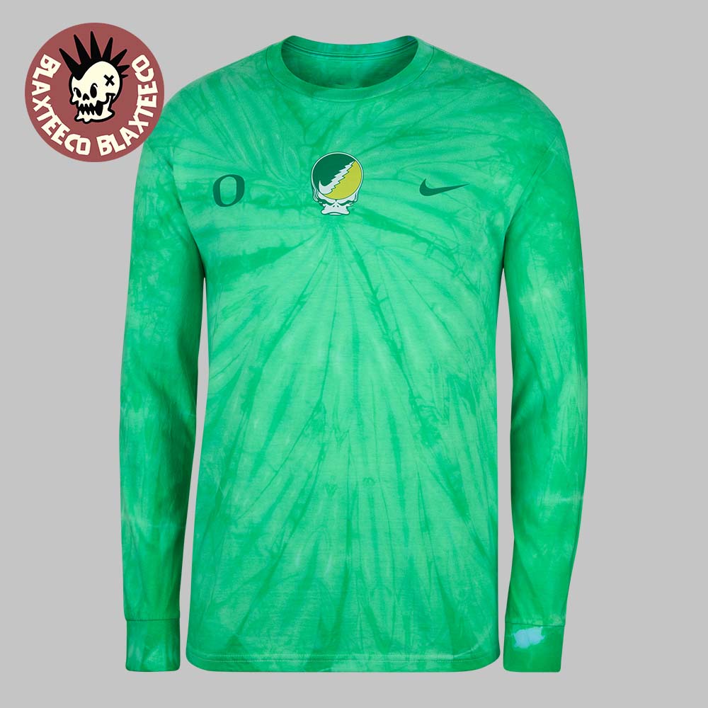 Grateful Dead X Oregon Ducks X Nike Steal Your Duck Logo Tie Dye Long Sleeve T-Shirt Grateful Dead X Oregon Ducks X Nike Steal Your Duck Logo Tie Dye Long Sleeve T-Shirt
