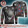 Grateful Dead The Very Best Of The Reaper Art With Dancing Bear Pattern Green Ugly Christmas Sweater