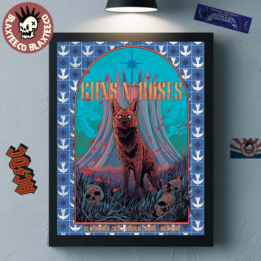 Guns N Roses Brasilia Brazil 2025 Event Poster At Arena BRB On 2 November 2025 The Fox Art Home Decor Poster Canvas Guns N Roses Brasilia Brazil 2025 Event Poster At Arena BRB On 2 November 2025 The Fox Art Home Decor Poster Canvas