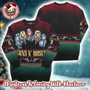 Guns N Roses Holiday 19 Bravado Band Members Skeletons Holiday Ugly Christmas Sweater