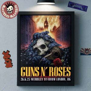 Guns N Roses London UK 2025 Tour Event Poster At Wembley Stadium On June 26 2025 Home Decor Poster Canvas