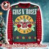 Guns N Roses Iconic Skull With GNR Santa Hat Cross Logo Knitted Black And Blue Ugly Christmas Sweater