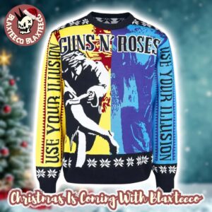 Guns N Roses Use Your Illusion Album Split Yellow And Blue Album Cover Ugly Christmas Sweater Jumper