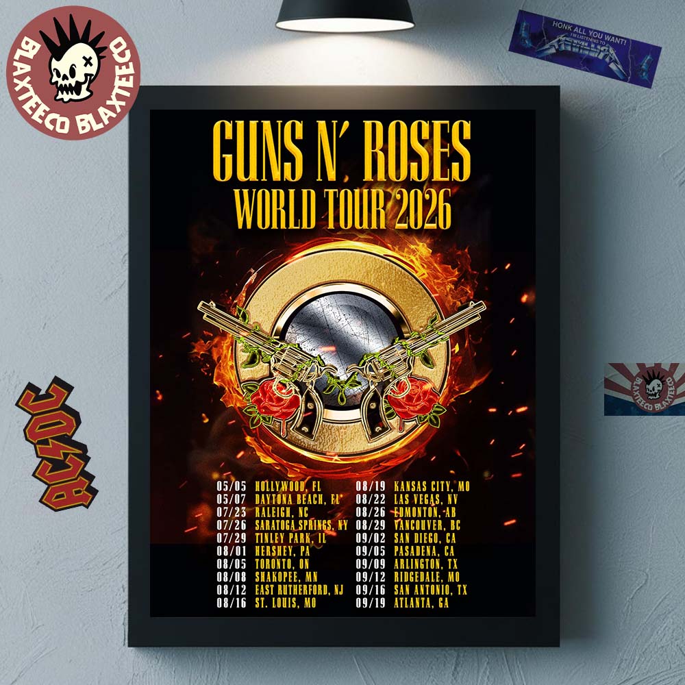 Guns N Roses World Tour 2026 North American Schedule Dates Home Decor Poster Canvas Guns N Roses World Tour 2026 North American Schedule Dates Home Decor Poster Canvas
