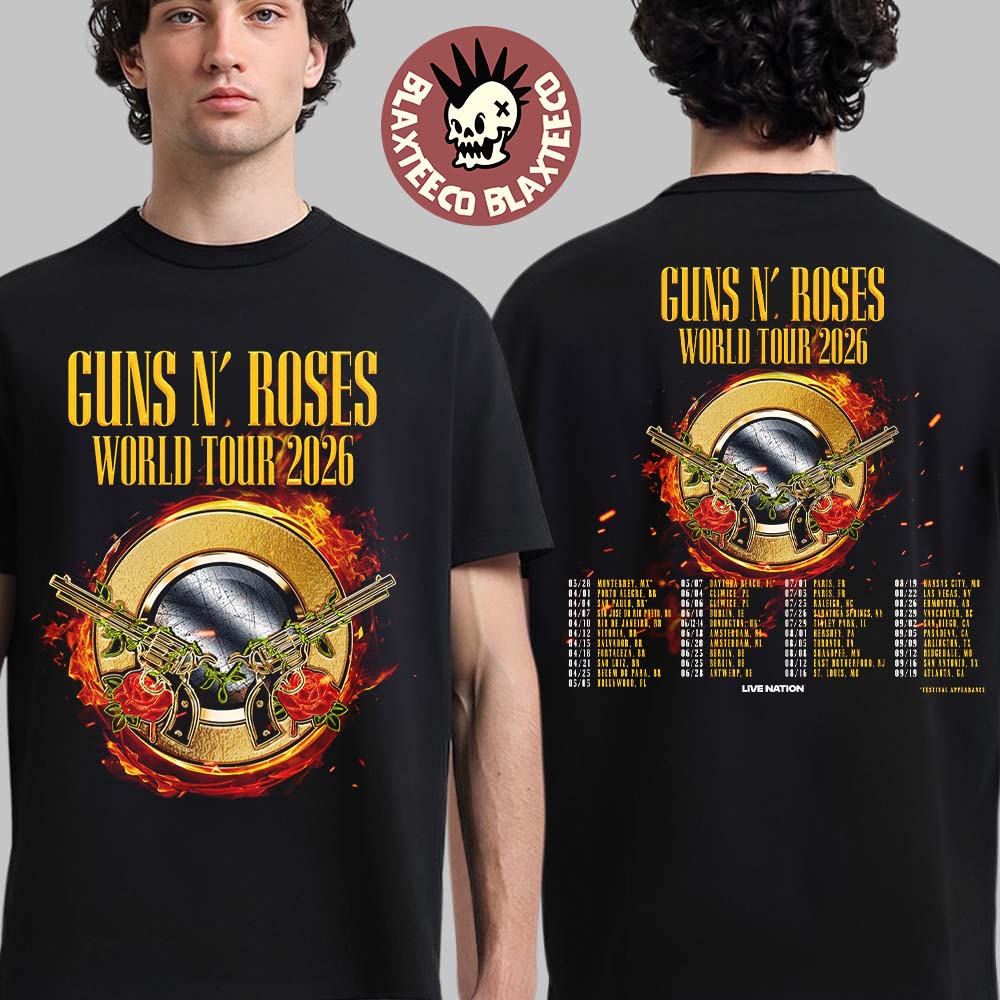 Guns N Roses World Tour 2026 Schedule Dates Two Sided T-Shirt