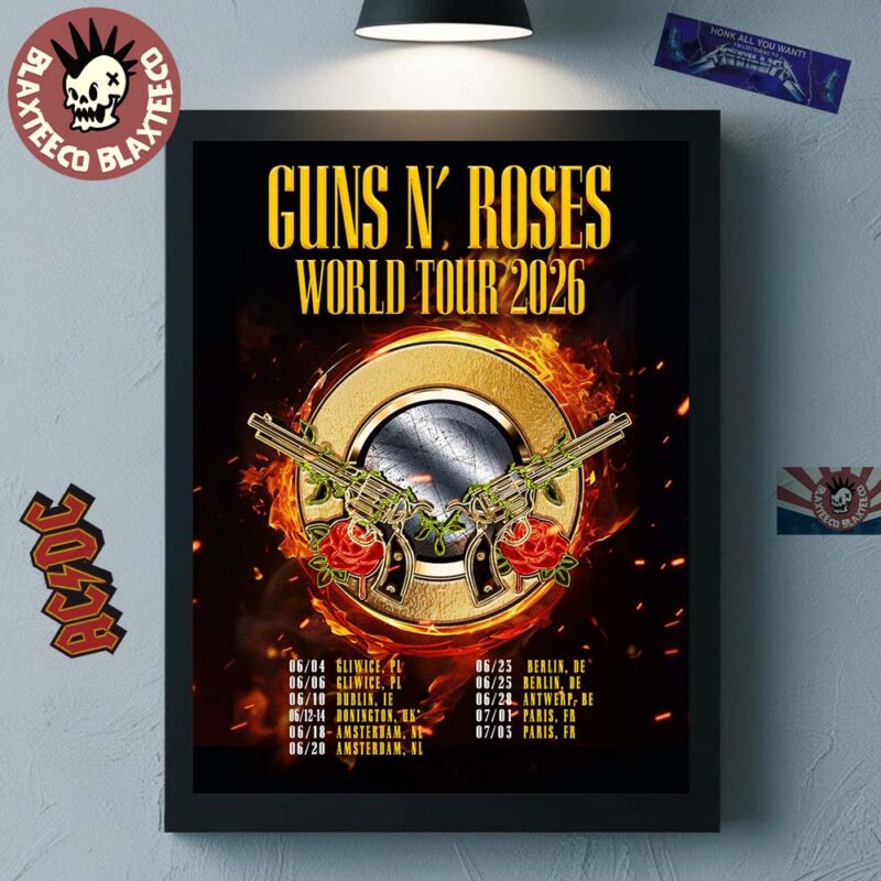 Guns N Roses World Tour 2026 UK And Europe Schedule Dates Home Decor Poster Canvas
