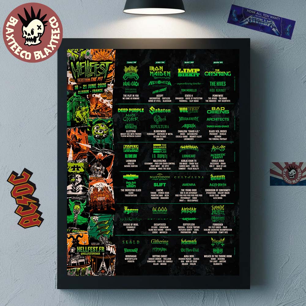 Hellfest Open Air Festival 2026 Tales From The Pit In Clisson France From 18 To 21 June 2026 Full Lineup Home Decor Poster Canvas Hellfest Open Air Festival 2026 Tales From The Pit In Clisson France From 18 To 21 June 2026 Full Lineup Home Decor Poster Canvas