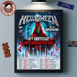 Helloween 40th Anniversary North American Tour 2026 Schedule Dates Home Decor Poster Canvas