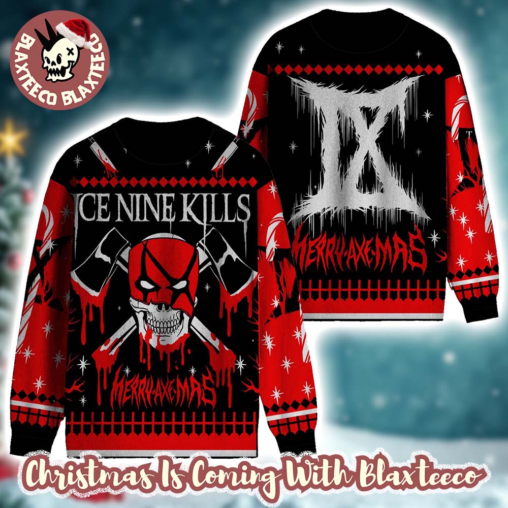 Ice Nine Kills Merry Axe Mas Kill The Impericon 2025 Ugly Christmas Sweater Ice Nine Kills Merry Axe Mas Kill The Impericon 2025 Ugly Christmas Sweater