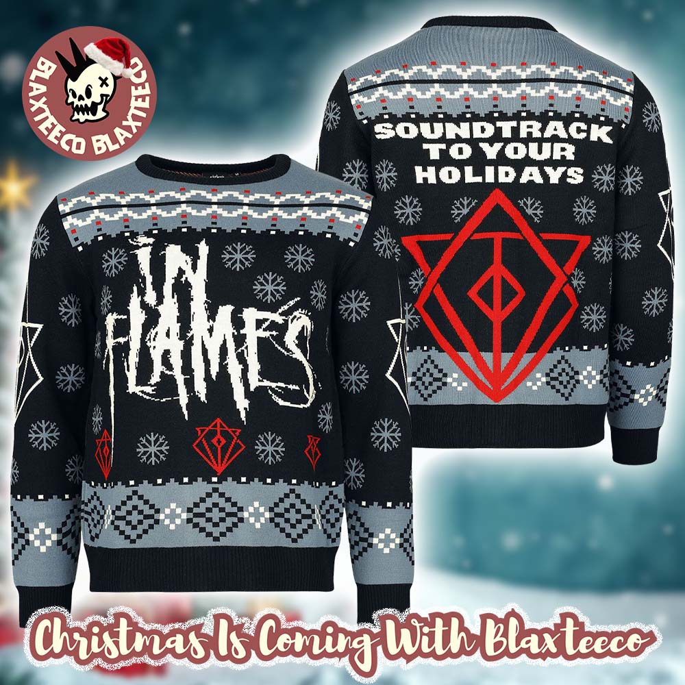 In Flames Soundtrack To Your Holidays Big Logo Snowflakes Pattern Ugly Christmas Sweater