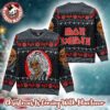 Iron Maiden Eddie The Number Of the Beast With Santa Hat Into The Snowy Night Signature Knitted Ugly Christmas Sweater Iron Maiden Eddie The Number Of the Beast With Santa Hat Into The Snowy Night Signature Knitted Ugly Christmas Sweater