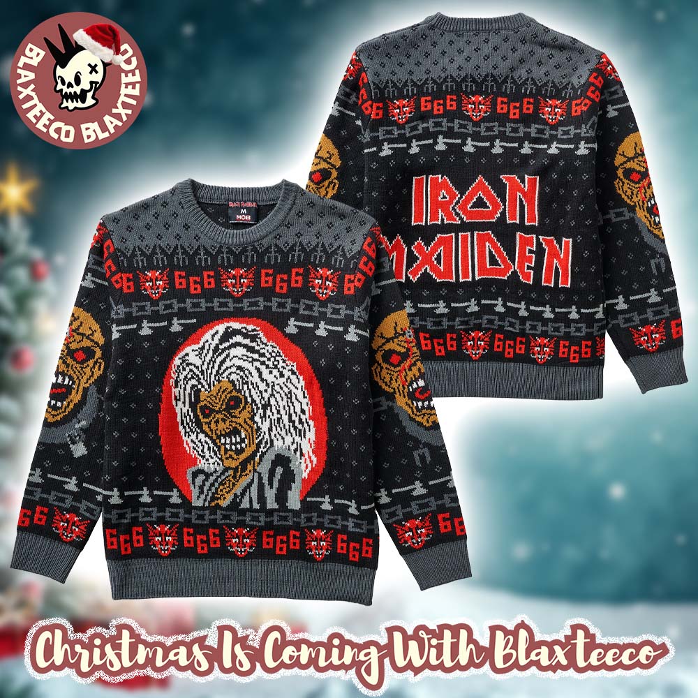 Iron Maiden Eddie The Killers Album 666 Ugly Christmas Sweater Iron Maiden Eddie The Killers Album 666 Ugly Christmas Sweater