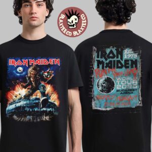 Iron Maiden Run For Your Lives World Tour 2025 Budapest Merch Tee In Hungary At Budapest Arena On May 27 28 2025 Eddie With His Axe And Rubbic Two Sided Unisex T-Shirt