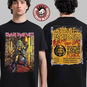 Iron Maiden Run For Your Lives World Tour 2025 France Tour Event Tee Eddie In The Catacombs Of Paris Two Side T-Shirt