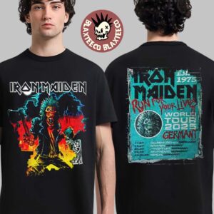 Iron Maiden Run For Your Lives World Tour 2025 Germany Tour Event Tee Eddie With His Axe Art Two Sided T-Shirt