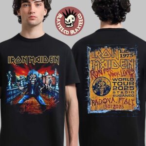 Iron Maiden Run For Your Lives World Tour 2025 Italy Event Tee Eddie In Padova Italy At Stadio Euganeo On July 13 2025 Two Sided T-Shirt