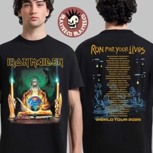 Iron Maiden Run For Your Lives World Tour 2025 Seventh Son Retro Clairvoyant With Tour Dates Two Sided T-Shirt