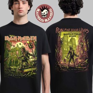 Iron Maiden Run For Your Lives World Tour 2025 Wrathchild Murders In The Rue Morgue Two Sided Unisex T-Shirt