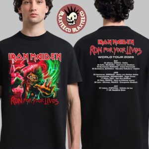 Iron Maiden Run For Your Lives World Tour 2026 Europe Dates Eddie With An Axe Two Sided T-Shirt