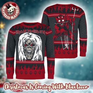 Iron Maiden The Number of the Beast Eddie And The Little Devil Xmas Gift 2025 Ugly Christmas Sweater
