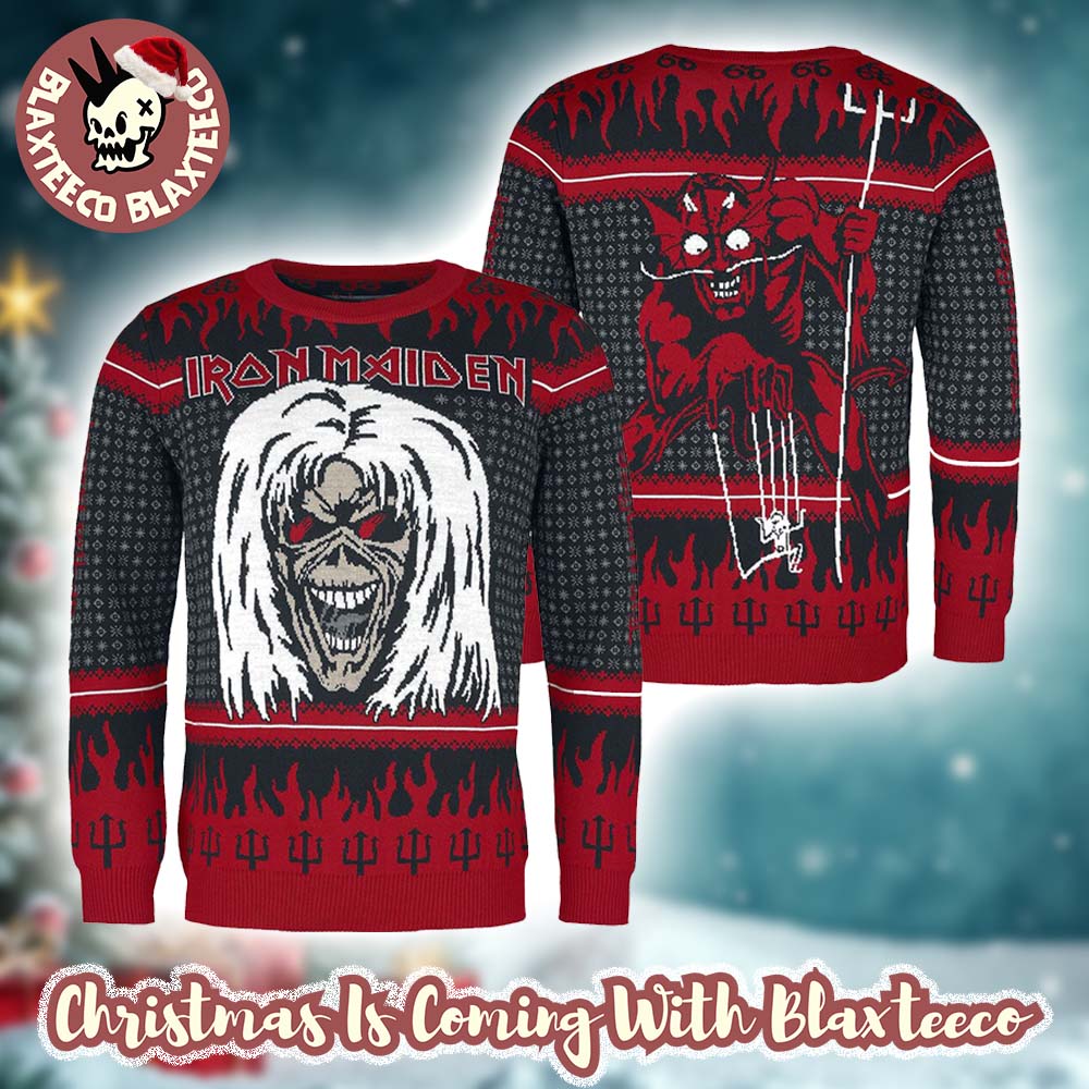 Iron Maiden The Number of the Beast Eddie And The Little Devil Xmas Gift 2025 Ugly Christmas Sweater Iron Maiden The Number of the Beast Eddie And The Little Devil Xmas Gift 2025 Ugly Christmas Sweater