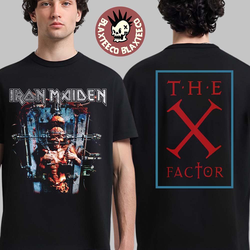 Iron Maiden The X Factor 30th Anniversary Album Cover Art Two Sided T-Shirt Iron Maiden The X Factor 30th Anniversary Album Cover Art Two Sided T-Shirt