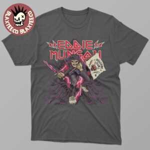 Iron Maiden X The Stranger Things Eddie As Eddie Munson With Hellfire Club Flag And Sword T-Shirt