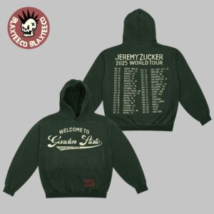 Jeremy Zucker 2025 World Tour Welcome To Garden State Tour Green Pullover Hoodie