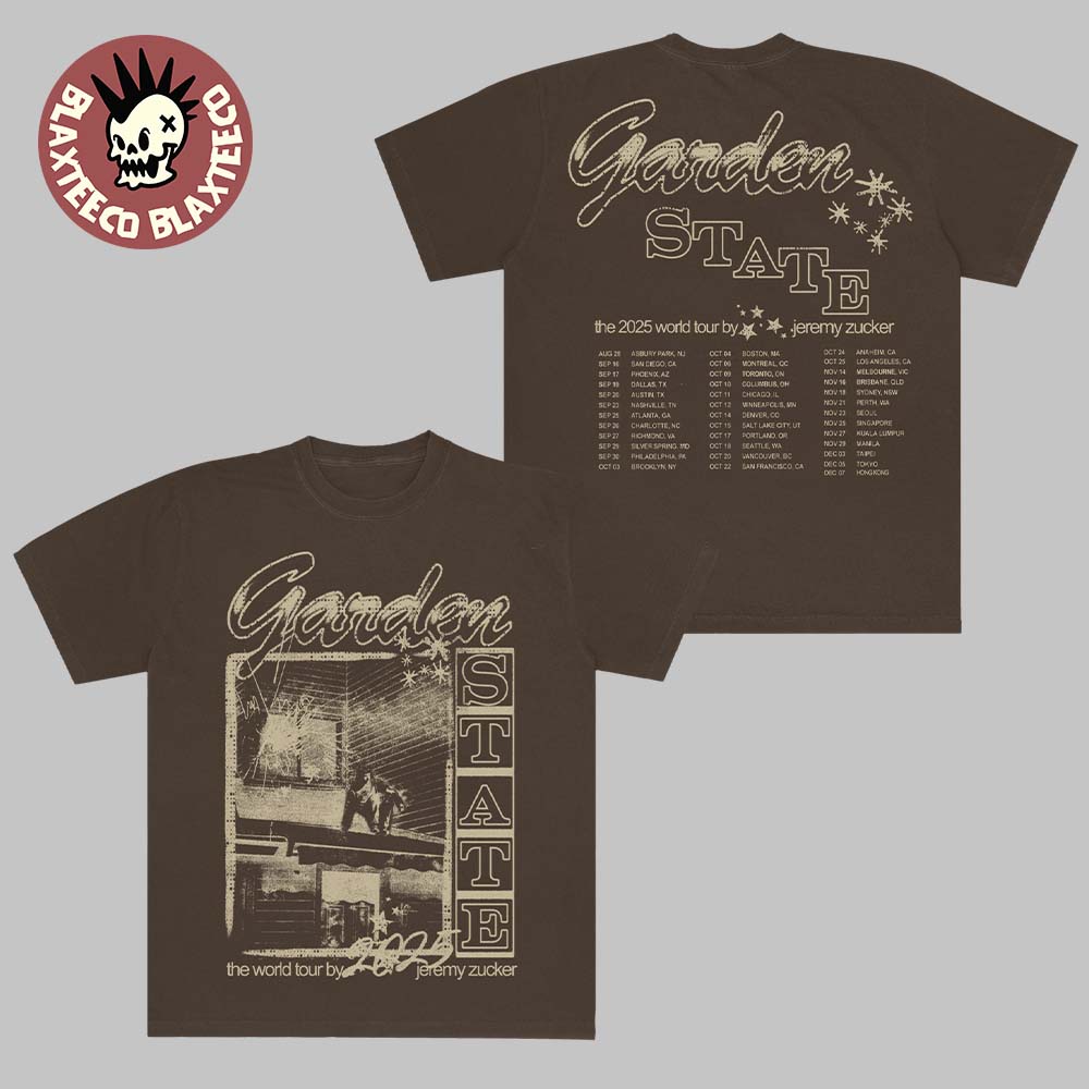 Jeremy Zucker The 2025 World Tour Garden State Brown Tour T-Shirt Jeremy Zucker The 2025 World Tour Garden State Brown Tour T-Shirt