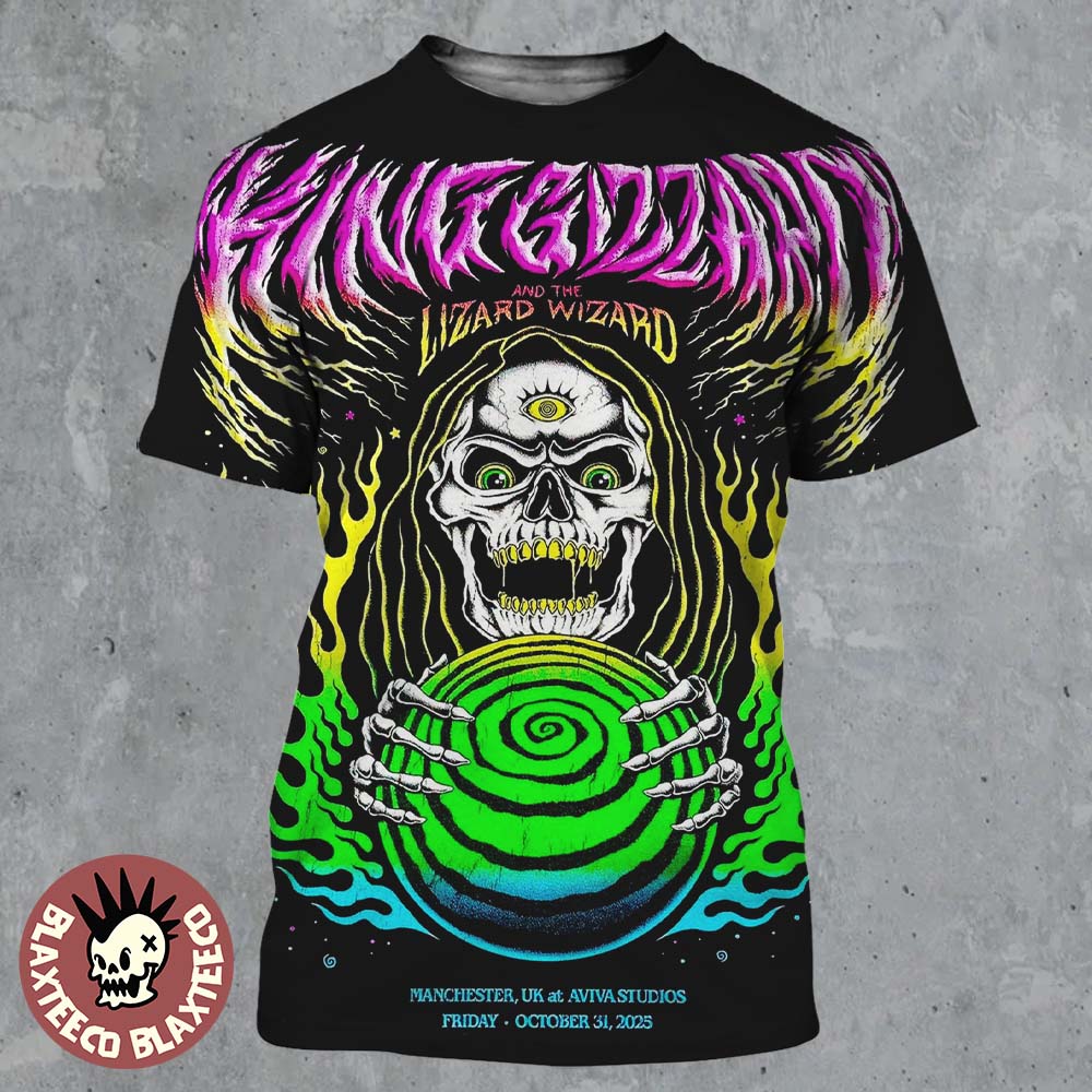 King Gizzard And The Lizard Wizard Manchester UK 2025 Event Poster At Aviva Studios On October 31 2025 All Over Print Shirt